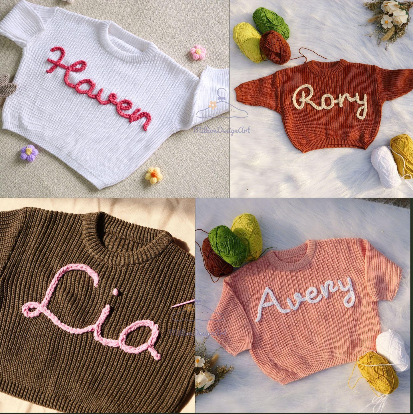 Personalized Hand Embroidered Baby Sweater