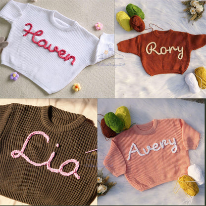 Personalized Hand Embroidered Baby Sweater