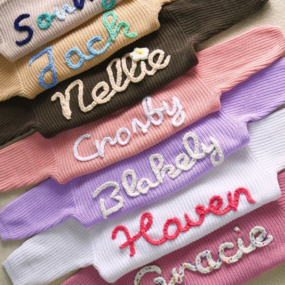 Personalized Hand Embroidered Baby Sweater