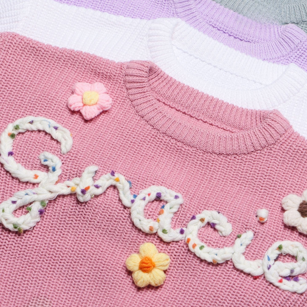 Personalized Hand Embroidered Baby Sweater