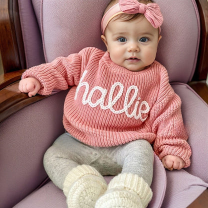 Personalized Hand Embroidered Baby Sweater